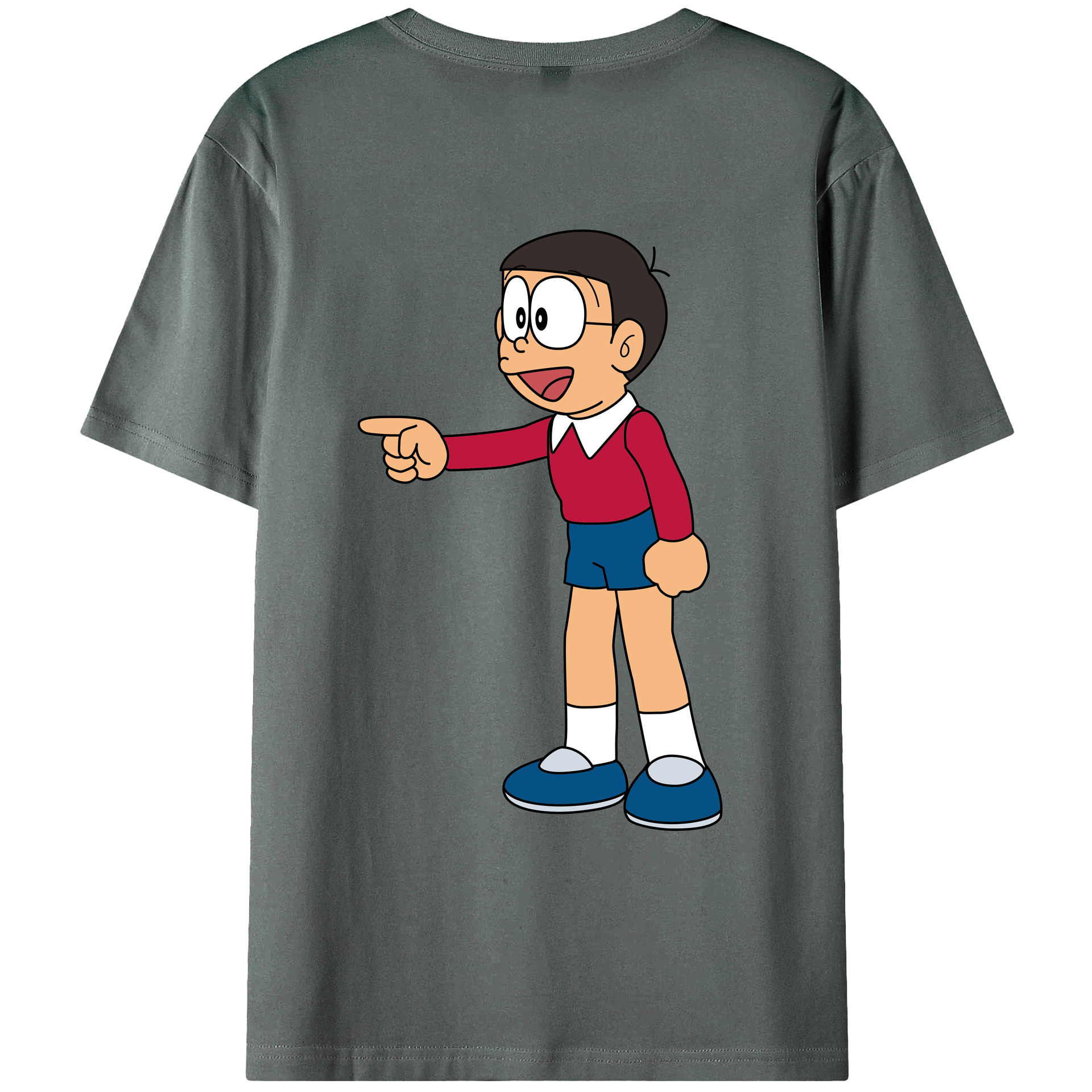 （画像用） ドラえもん 野比 のび太 Doraemon Nobita Nobi 綿100％ メンズ半袖Tシャツ（バックプリント） 通気性